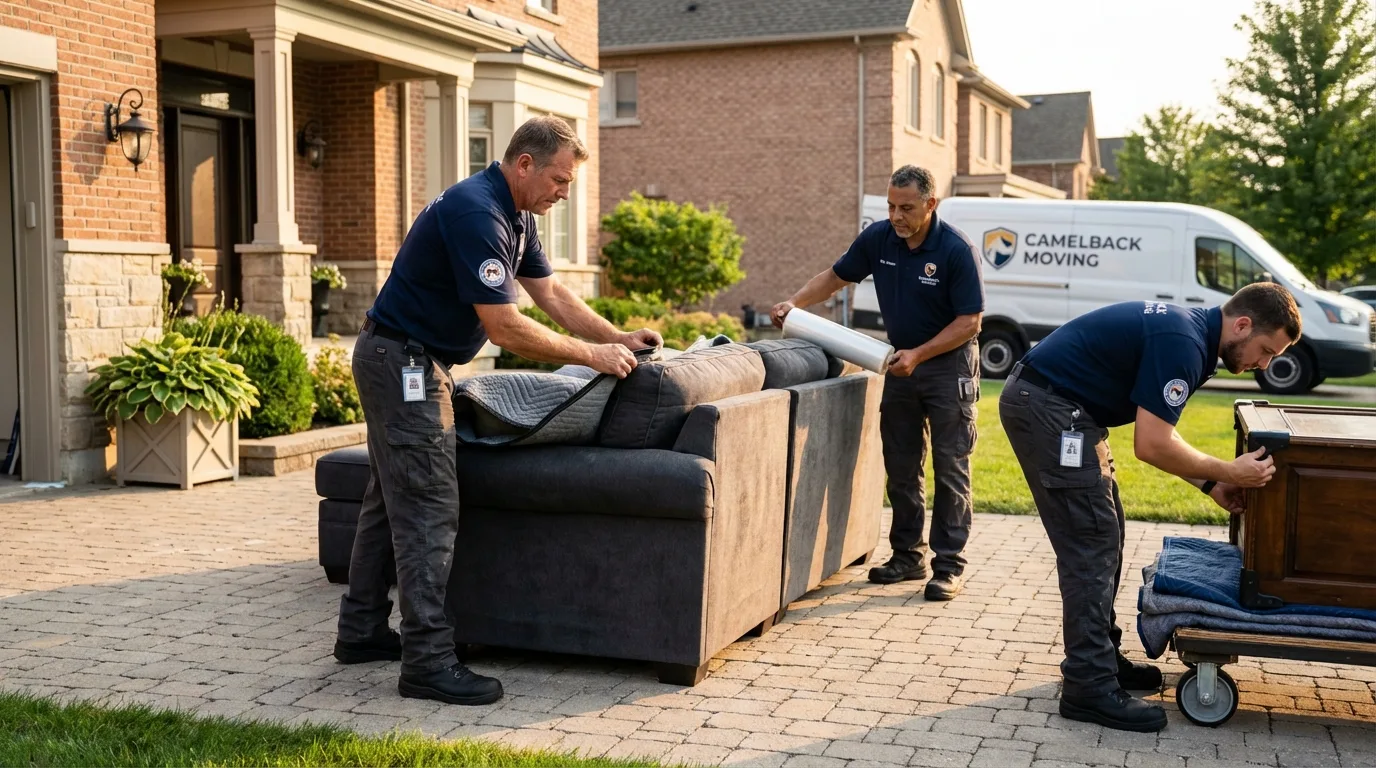 Large estate moving crew wrapping furniture in Littlefield, TX